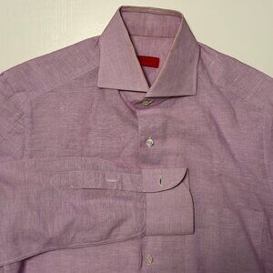 Isaia Size 15 Pink Sport Shirt